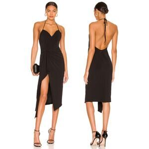 Katie May Ringleader Midi Dress Halter Ruched Draped Formal Party Gala Sz L